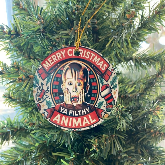 Merry Christmas Ya Filthy Animal! Handmade Christmas ornament! - Picture 2 of 2